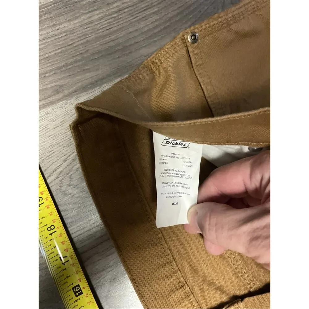 Dickies Carpenter Work Pants Mens 36x30 Brown Relaxed Fit Hammer Loop Cotton